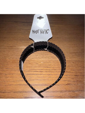 NOS Vintage Y2K Hot Topic Black Diagonal Stripe Wide Headband